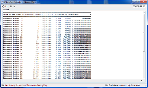 The Fibonacci sequence displayed as formatted table containing the first 50 Fibonacci numbers